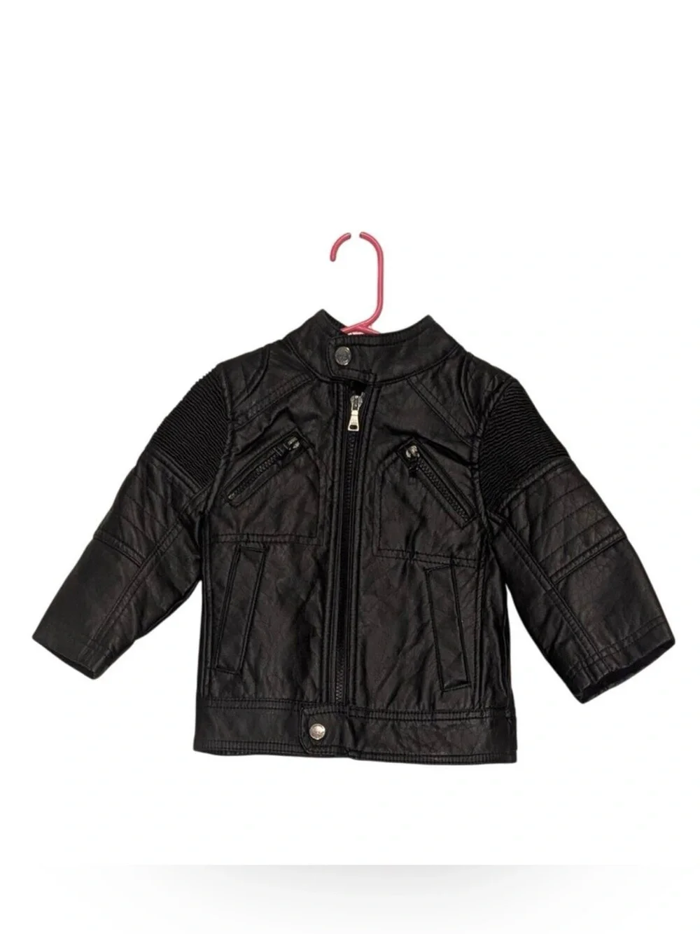 Urban Republic Kids Black Faux Leather Biker Moto Zip Up Jacket Size XS/2T
